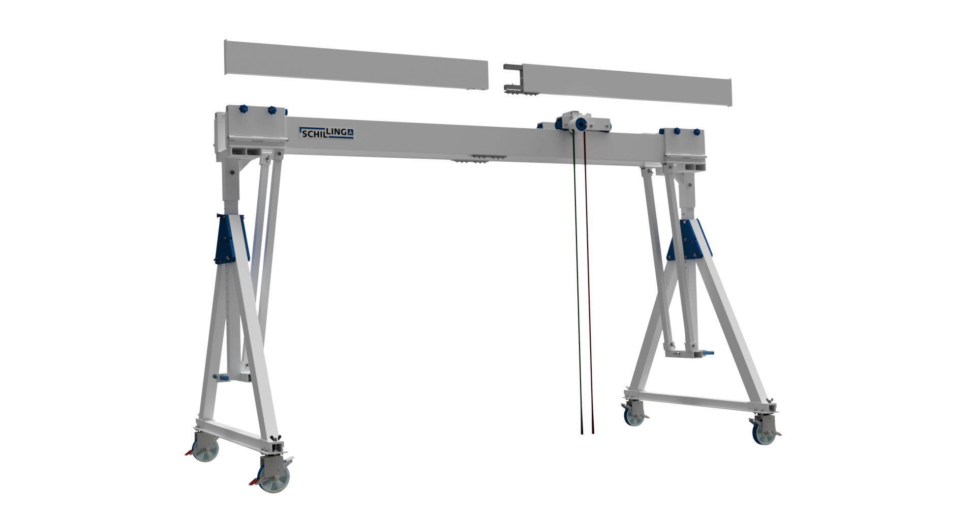 SCHILLING - Alu-Portalkran fahrbar unter Last, klein, Doppelträger